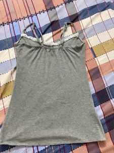 Grey Lace Trim Cami Top