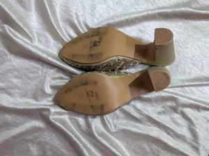 Sparkling Gold Embellished Mules