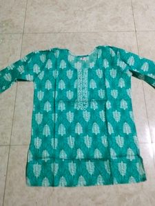 Green Leaf Print Kurta