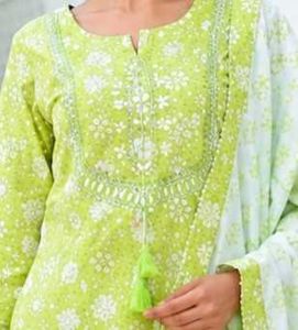 Green Printed Kurta Set with Dupatta