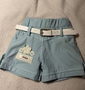 Blue Shorts with White Belt