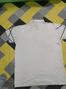 Men's White Graphic Polo T-Shirt