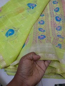 flouresent  Green Saree  no damage or