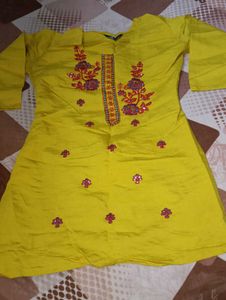 Yellow Embroidered Kurta