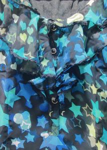 Blue Star Print Ruffle Chiffon Blouse