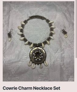 Boho Cowrie Shell Necklace &amp; Earring Set