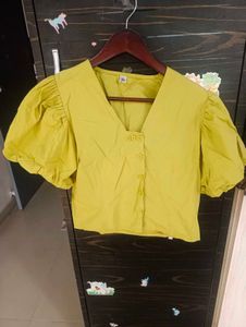 Stylish Yellow Puff Sleeve Top