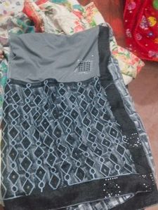 Stylish Grey & Black Saree