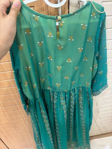Elegant Teal Embroidered Gown