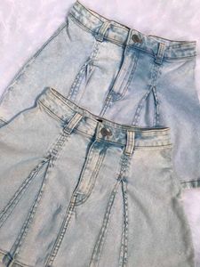 H&amp;M Light Wash Denim Mini Skirt
