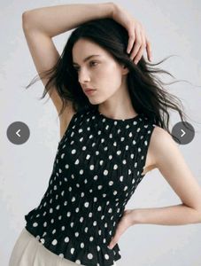 Chic Smocked Polka Dot Sleeveless Top