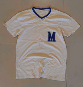 White T-Shirt with 'M' Graphic
