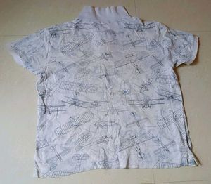 Vintage Airplane Print Casual Polo Shirt