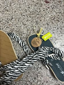 Zebra Print Wrap Around Sandals