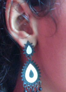 Black Drop Earrings with Jhumka Detail