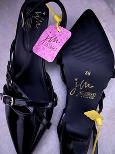 double strap chic black heels