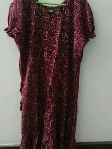 Elegant Maroon Printed maxi dress