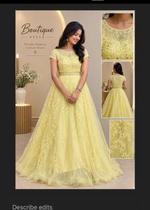 Elegant Yellow Embellished Gown