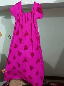 Vibrant Pink Printed nighty