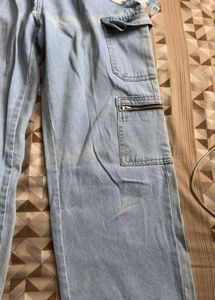 Light Wash Denim Cargo Pants