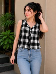 Stylish Plaid Sleeveless Top✨💫💗