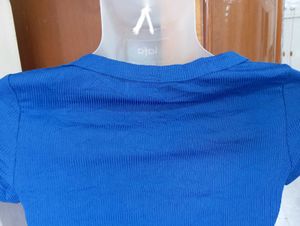 Royal Blue Ribbed Crop Top
