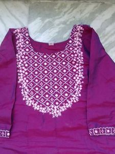 Purple Embroidered Kurta and Pant Set