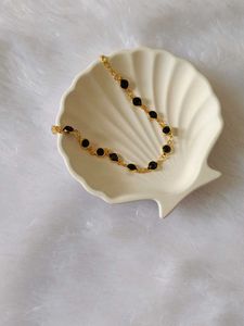 Gold-Tone Bracelet with Black Beads