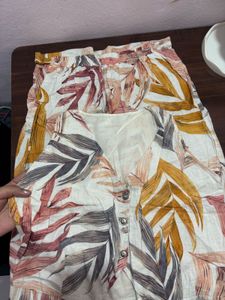 Leaf Print V-Neck Co-ord Set