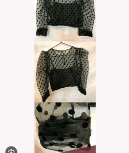 zara Sheer Polka Dot Puff Sleeve Top