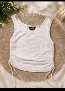Scoop Neck Side Adjustable Ruched Drawstrings Tank