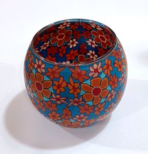 Candle Holder Cup Glass (Multicolor, Pack 1)