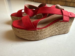 H&M Red Espadrille Wedge Sandals