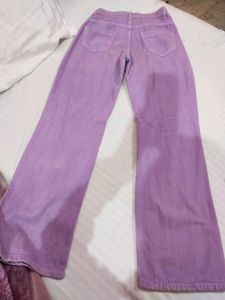 Lavender Wide Leg Denim Jeans