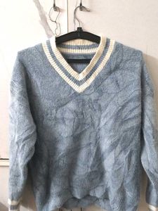 Blue V-Neck korean Sweater