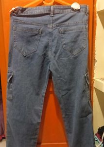 women's Blue Cargo Jeans