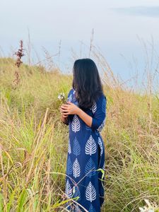 Blue Leaf Print Kurta or kurti for cheap rat