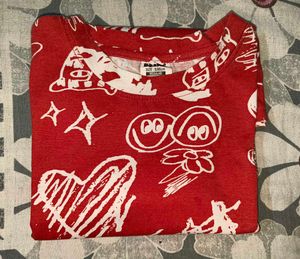 Vibrant Red Graphic Print T-Shirt
