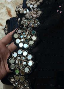 party wear mirror work saree