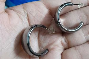 Chic Grey Hoop Earrings