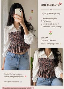 Cute Floral Smocked Top with Puff Sleeves