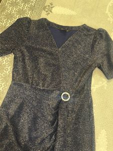 Sparkly Navy Blue Wrap Dress