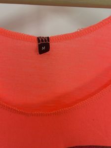 Neon Orange Tank Top with Sunglasses Print