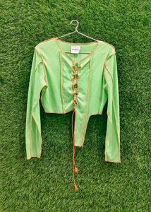 Green Long Sleeve Crop Top