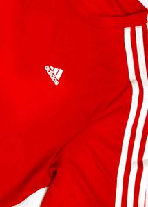 Adidas Red T-Shirt with Three Stripes
