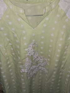 Pure Cotton Chikenkari Kurti With Full Lining