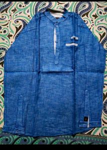 Blue Linen Blend Kurta