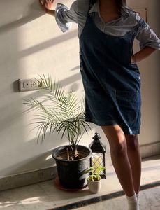 Denim baggy overall