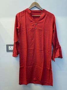 Elegant Coral Kurta with Embellishments