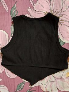 Black Ribbed Crop Tank
